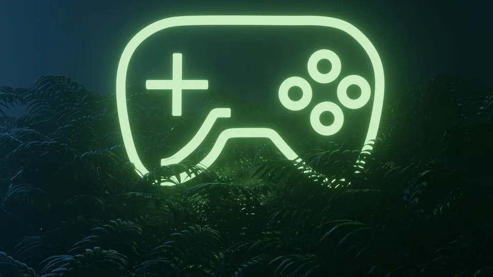 Game controller dengan cahaya neon hijau